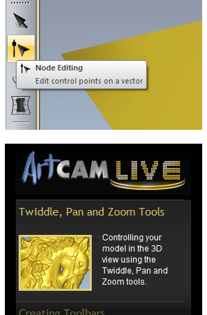 The ArtCAM Live tab and inline help...